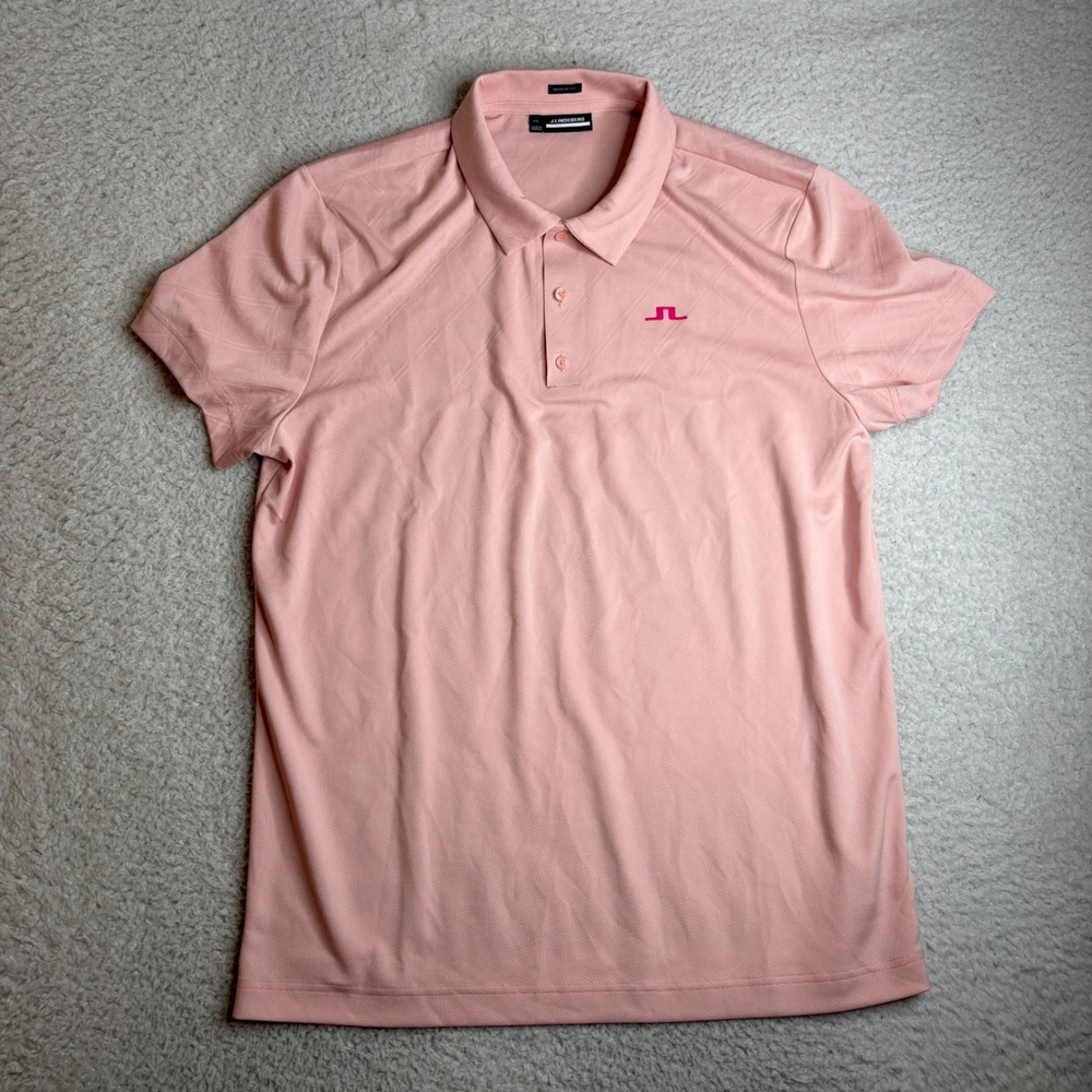 J.Lindeberg Halto Regular Fit Polo Pink Texture Mens XXL GMJT09543